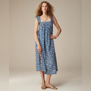 J. Crew Women’s Cotton voile ruffle-trim shift dress in cobalt floral